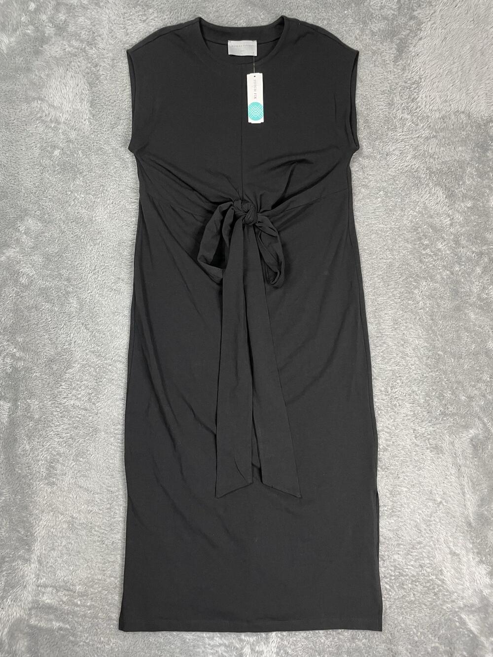 Modern Citizen T-Shirt Dress Womens Small Black Fei Tie-Front Midi Jersey Knit